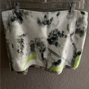Diane Von Furstenberg White Sequin Mini Skirt with Black and Neon Yellow Accents